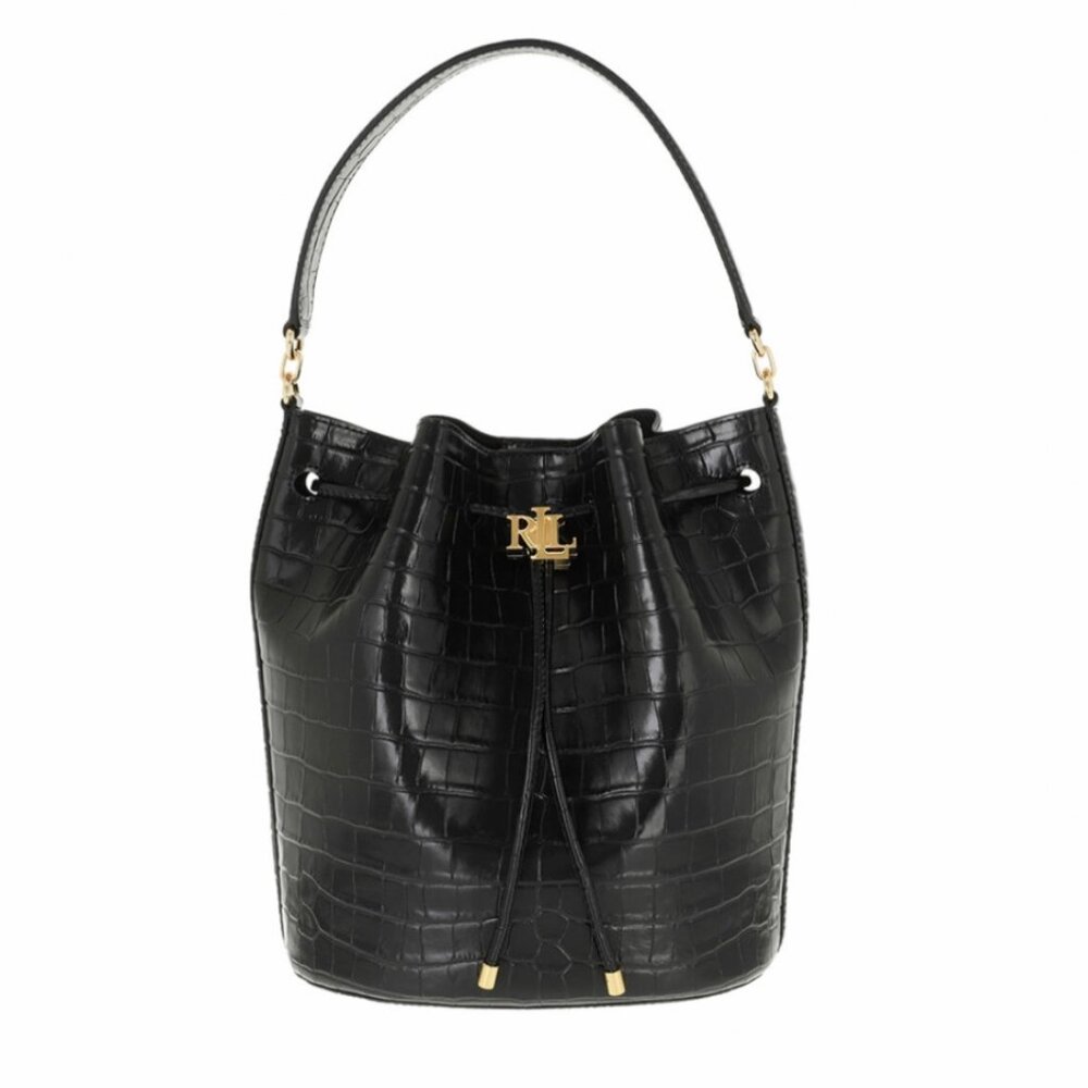 NWT Ralph Lauren Large Andie Croc Embossed Drawstring Bag SOLD OUT! Pure Luxury!